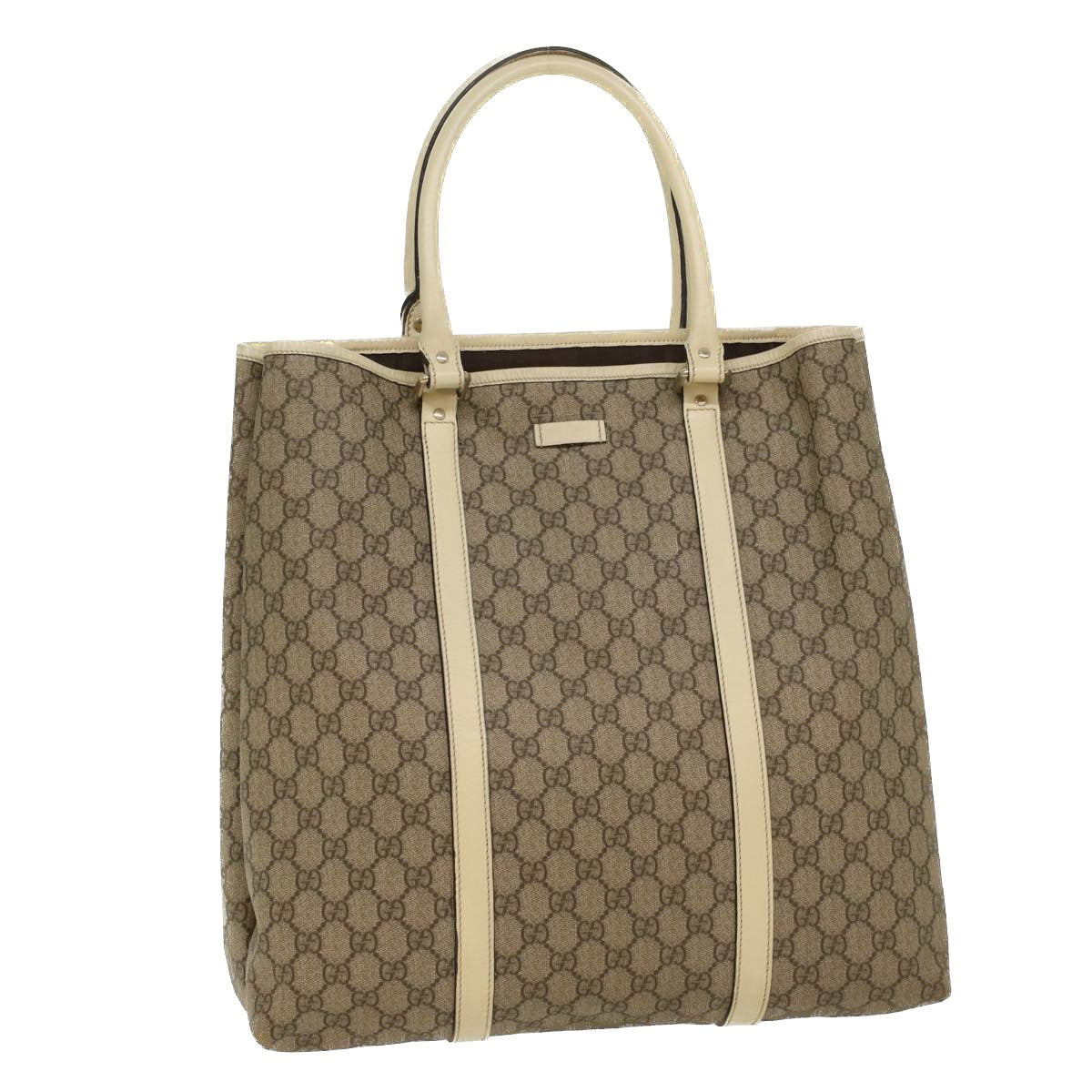 GUCCI GG Canvas Tote Bag PVC Leather Beige 223668 54967