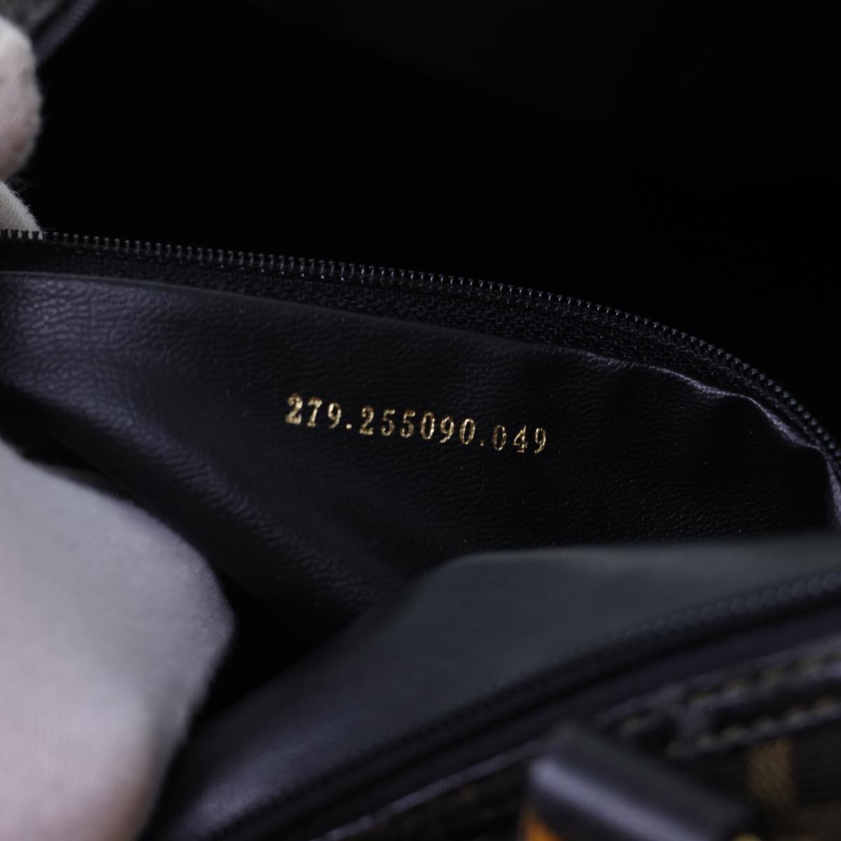 FENDI Zucca Canvas Boston Bag Leather Black Brown 54976