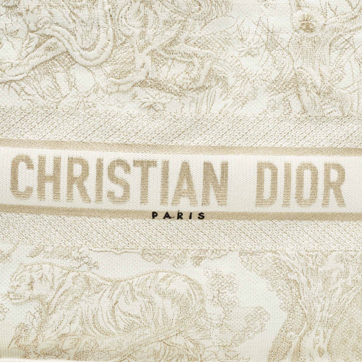 Dior /white Toile De Jouy Embroidered Canvas Medium Book Tote
