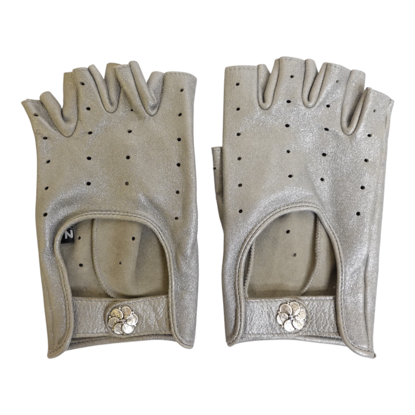 Chanel Grey Leather Driving Gloves