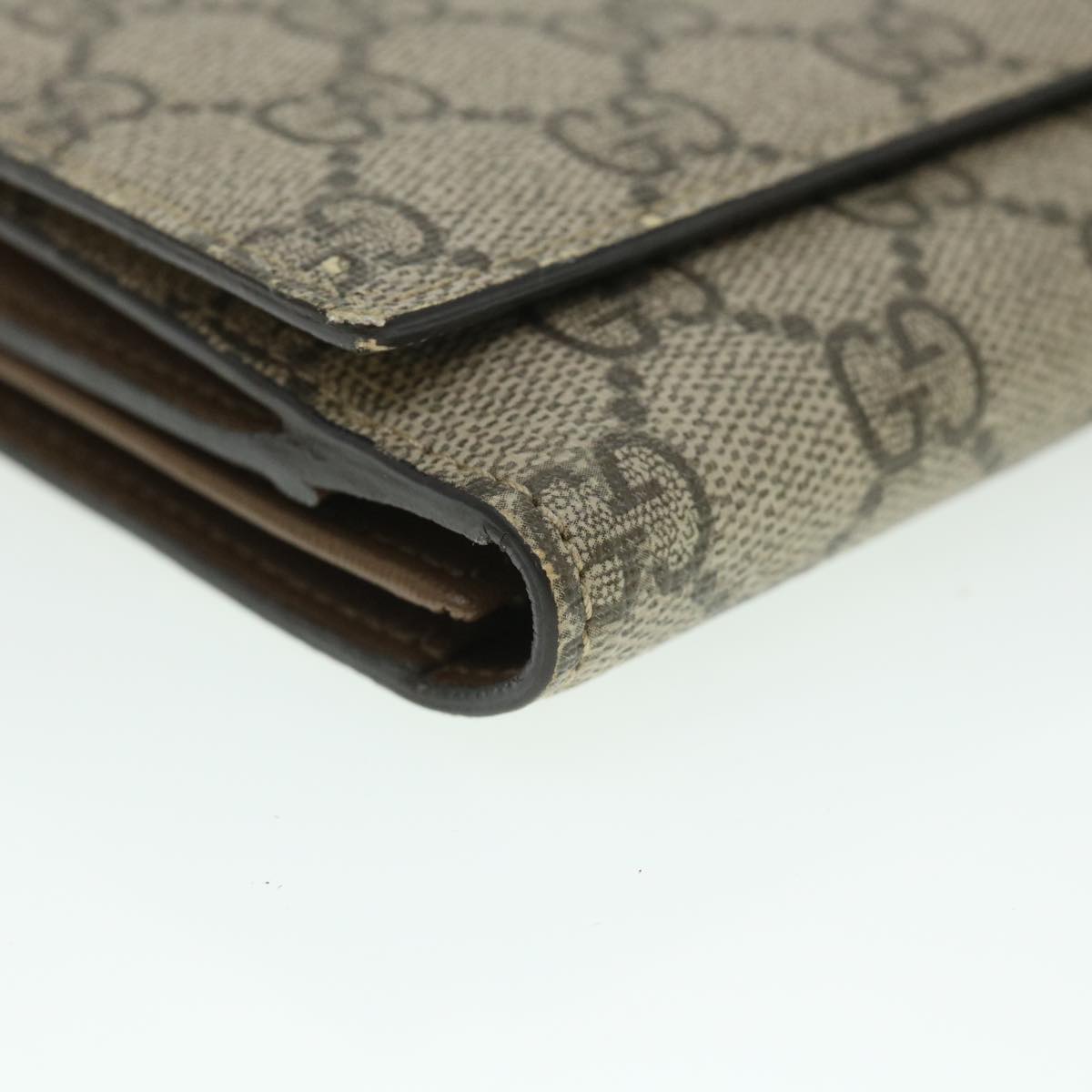 GUCCI GG Canvas Long Wallet PVC Leather Beige 309754 55618