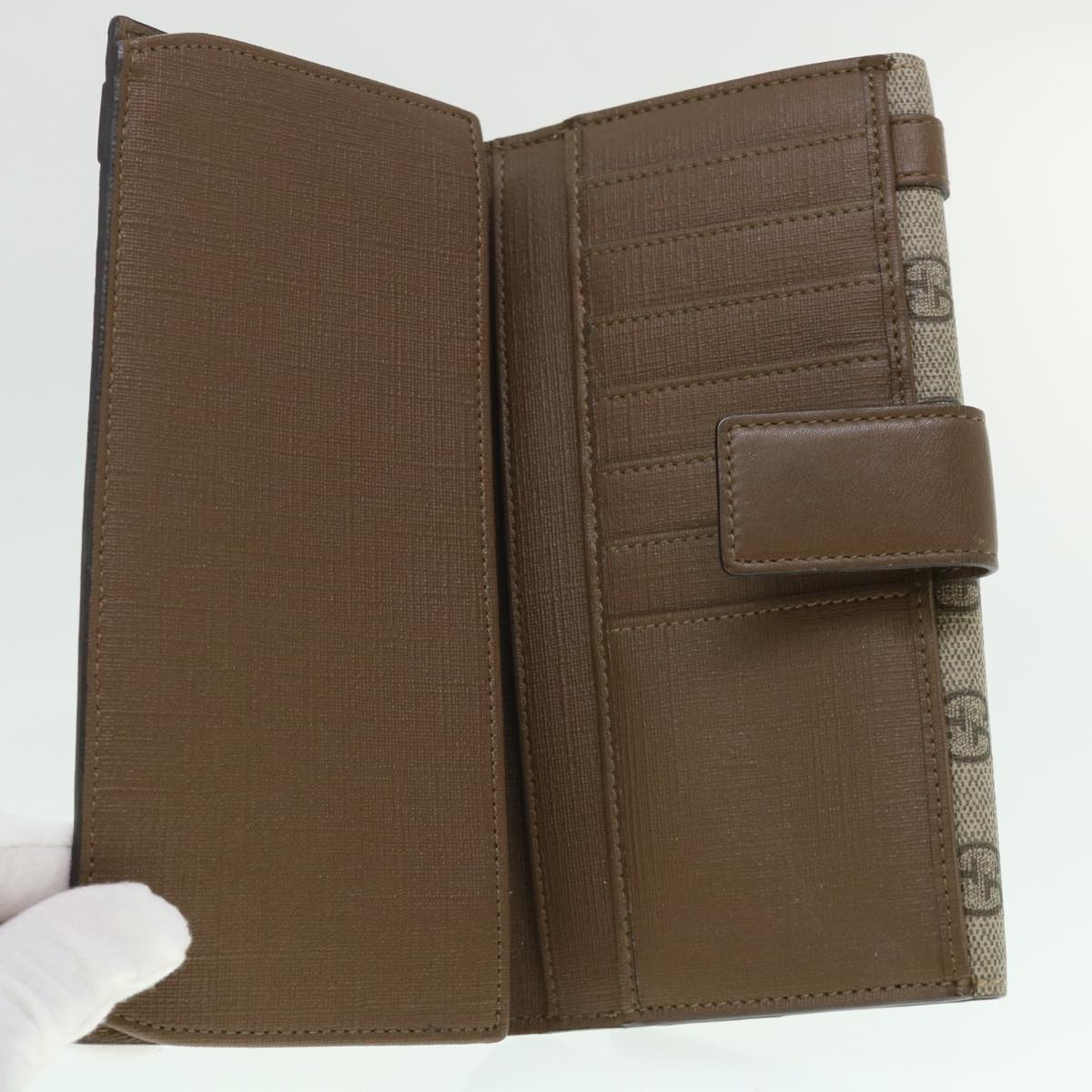 GUCCI GG Canvas Long Wallet PVC Leather Beige 309754 55618