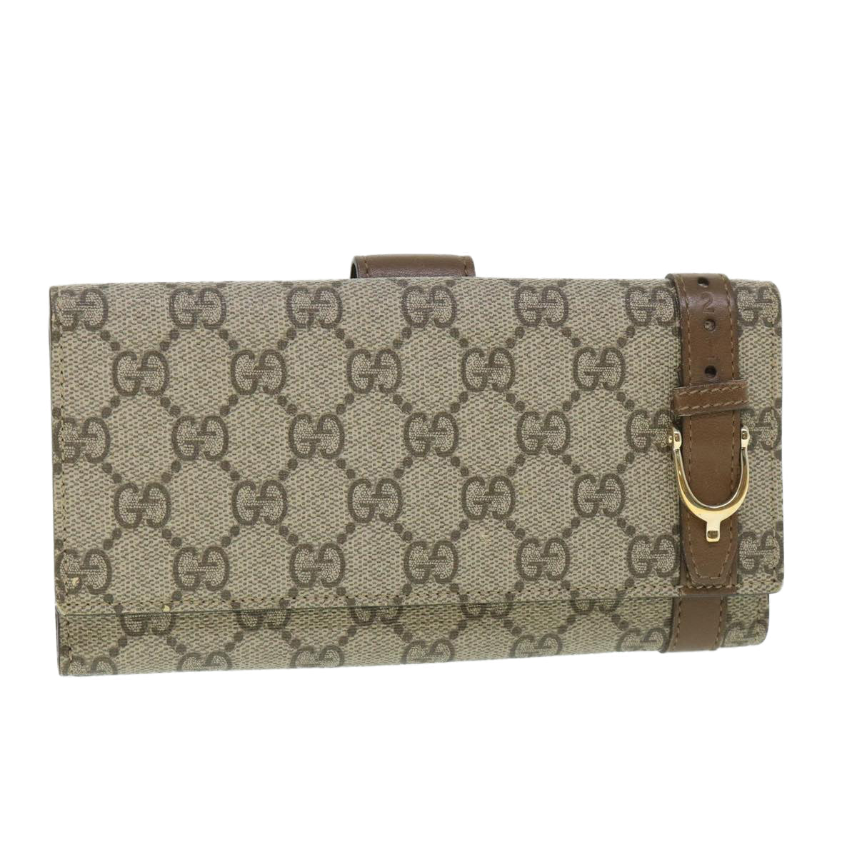 GUCCI GG Canvas Long Wallet PVC Leather Beige 309754 55618