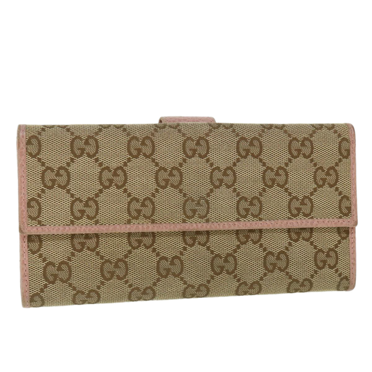 GUCCI GG Canvas Long Wallet Beige Pink 231841 55624