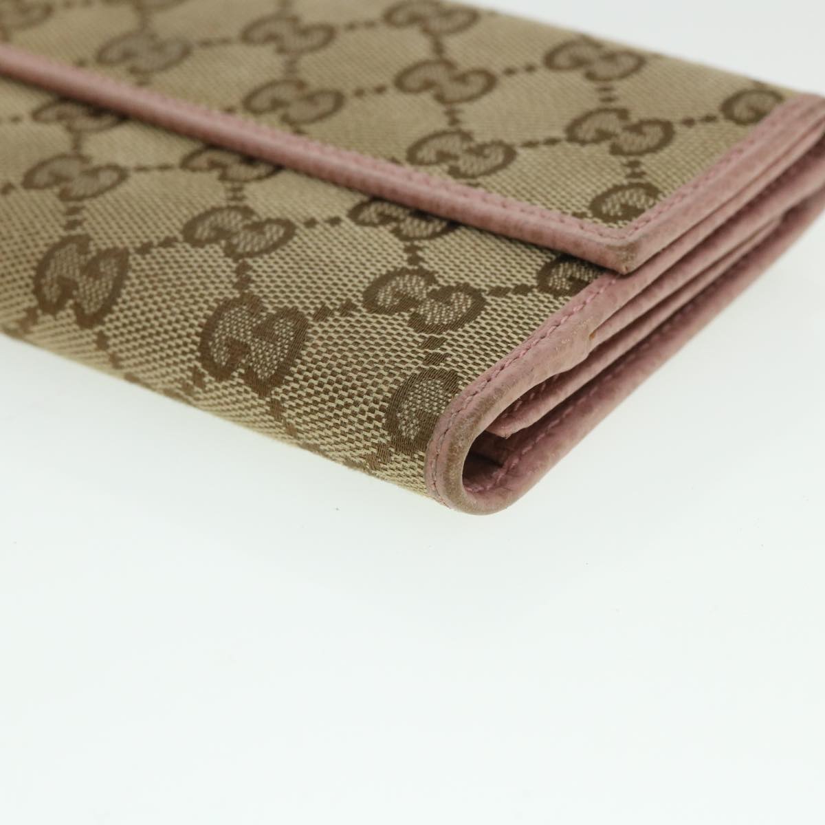 GUCCI GG Canvas Long Wallet Beige Pink 231841 55624