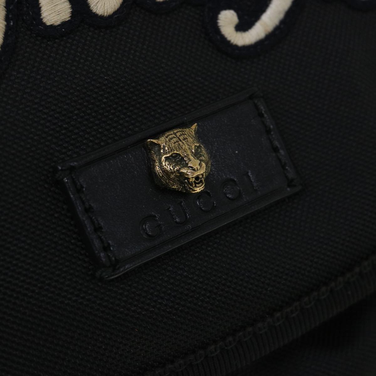 GUCCI Embroidered Tiger Web Sherry Line Backpack Nylon Black 429037 55638A