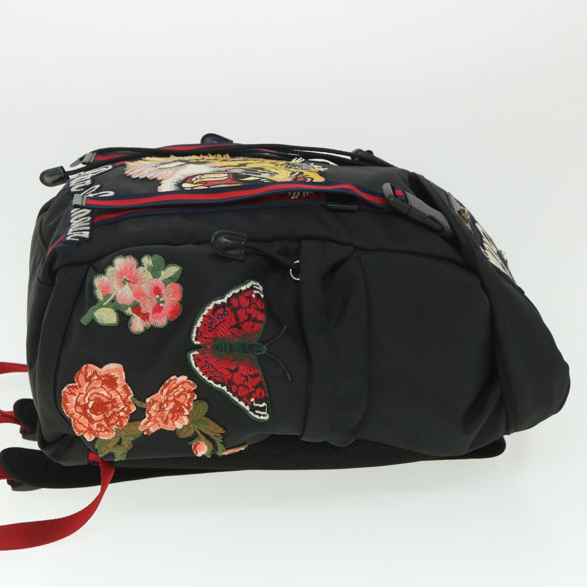 GUCCI Embroidered Tiger Web Sherry Line Backpack Nylon Black 429037 55638A