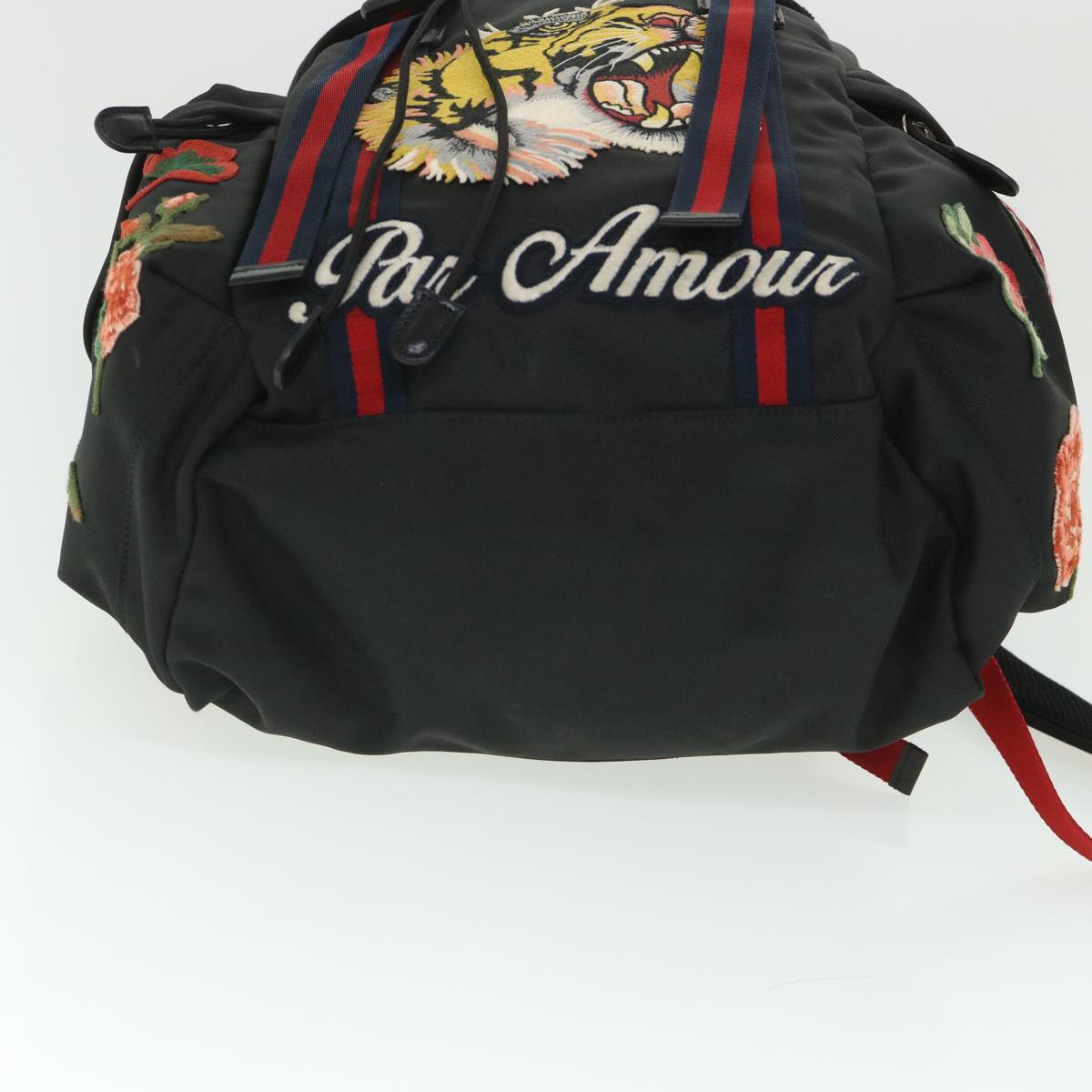 GUCCI Embroidered Tiger Web Sherry Line Backpack Nylon Black 429037 55638A