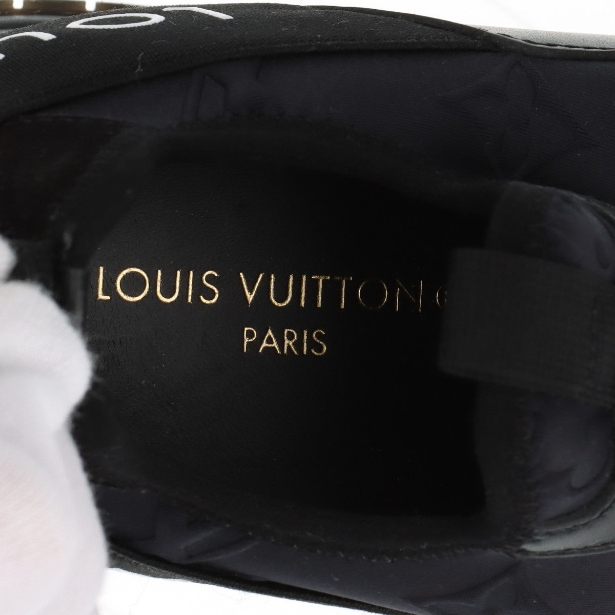 Louis Vuitton Runway Line Leather  Fabric Trainers 34.5  Black × White Monogram LV Circle Logo Box  Bag