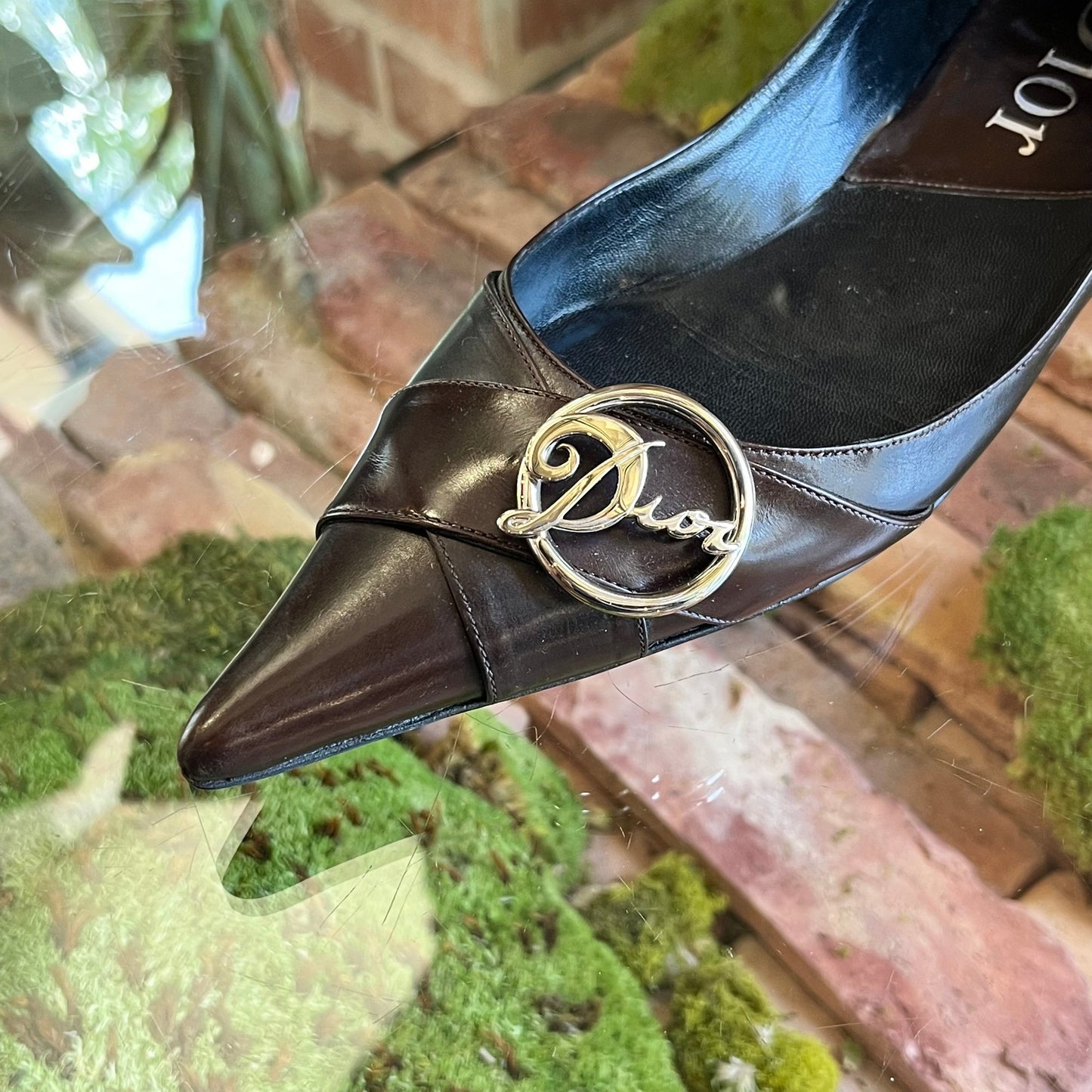 CHRISTIAN DIOR Leather Vintage Pointed Toe Flats SZ38(8US)
