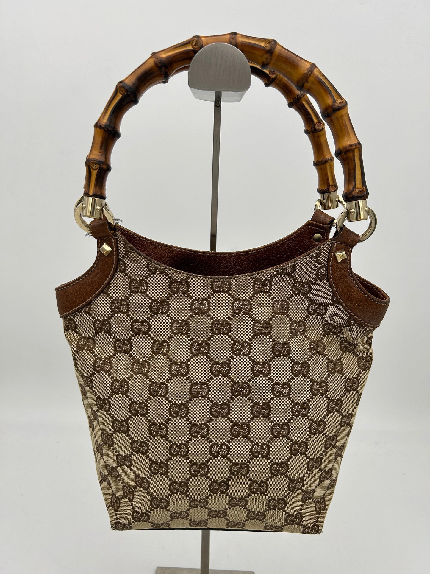 Gucci GG Canvas Bamboo Tote Brown