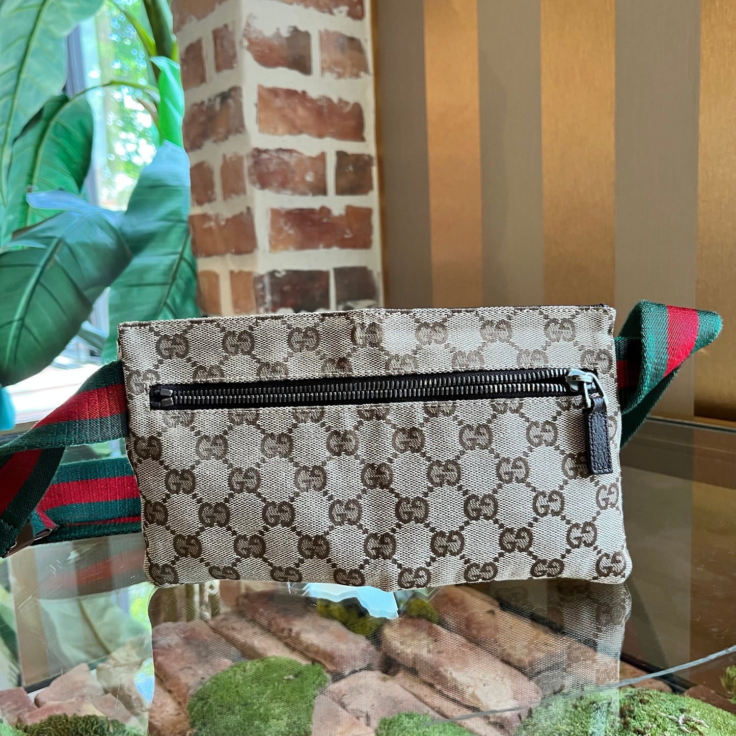 GUCCI GG Canvas Double Pocket Belt Bag