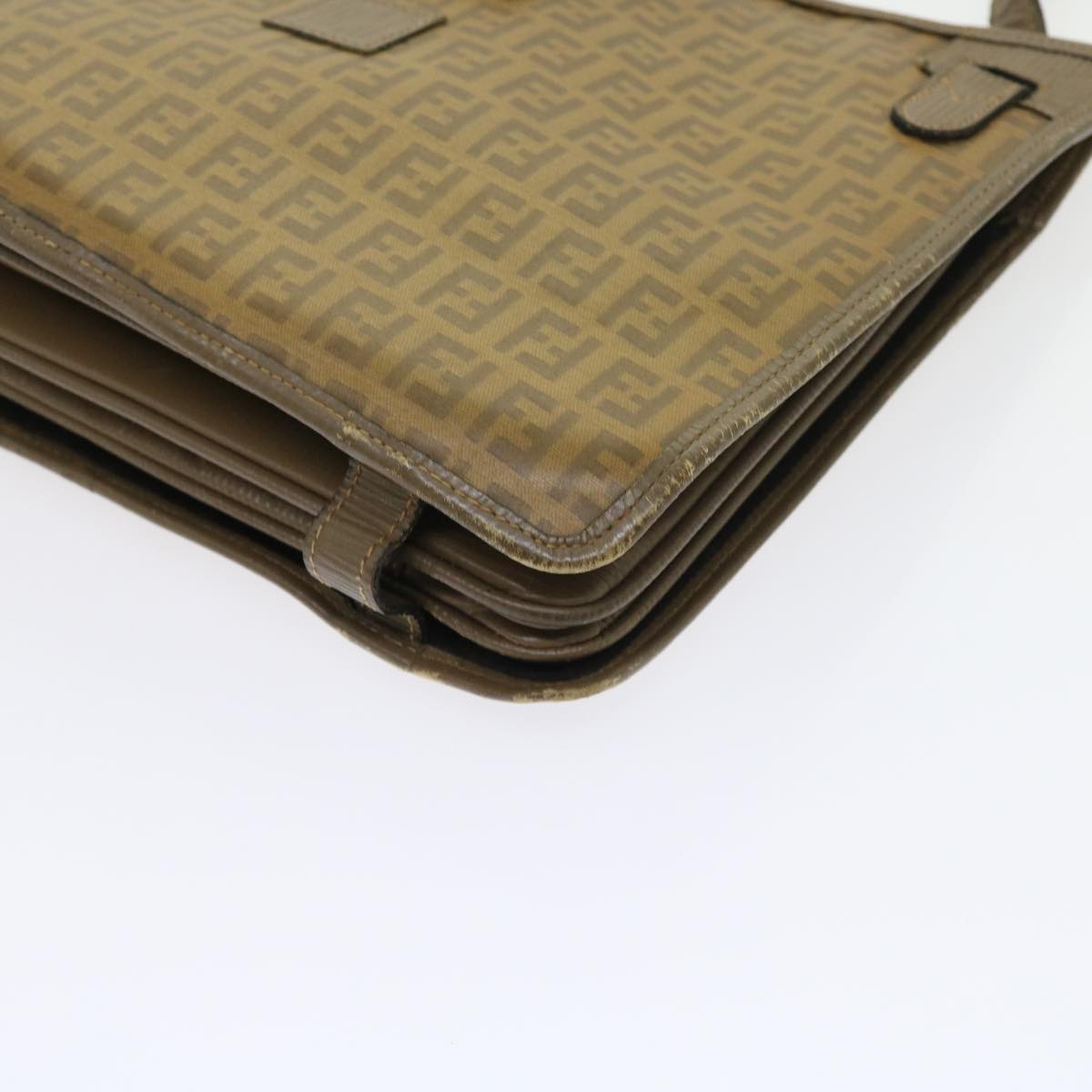FENDI Zucchino Canvas Shoulder Bag Brown 56785