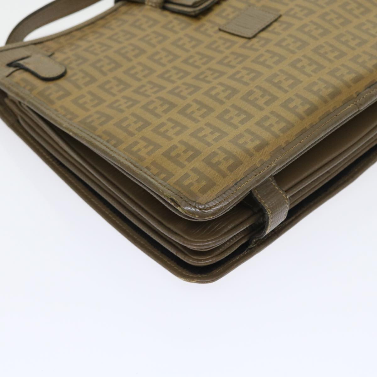 FENDI Zucchino Canvas Shoulder Bag Brown 56785