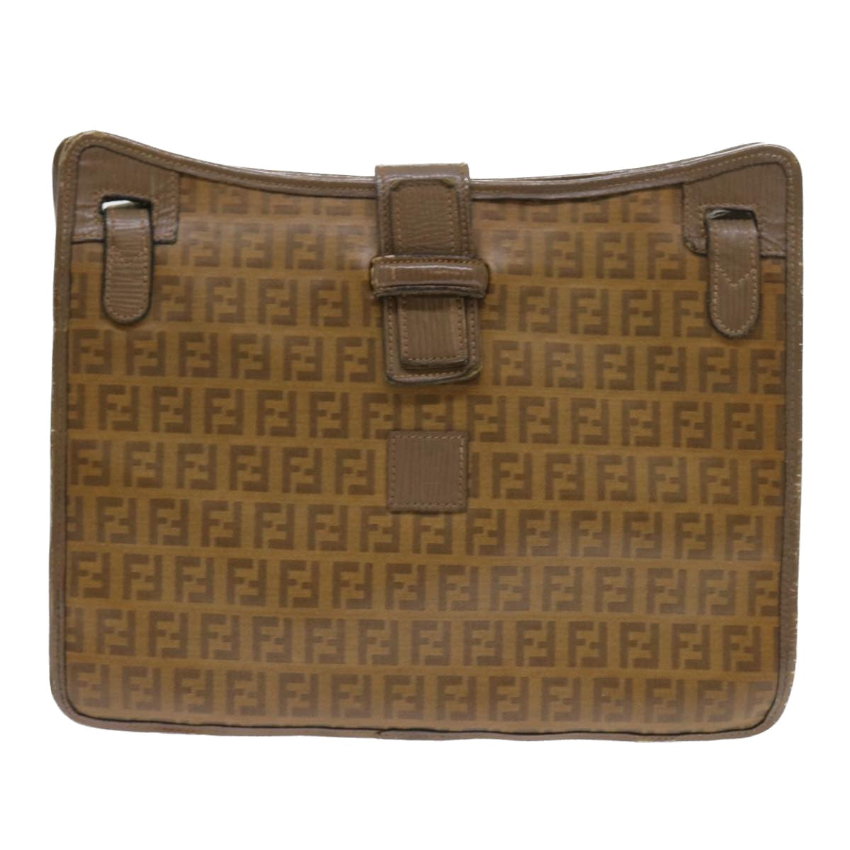 FENDI Zucchino Canvas Shoulder Bag Brown 56785