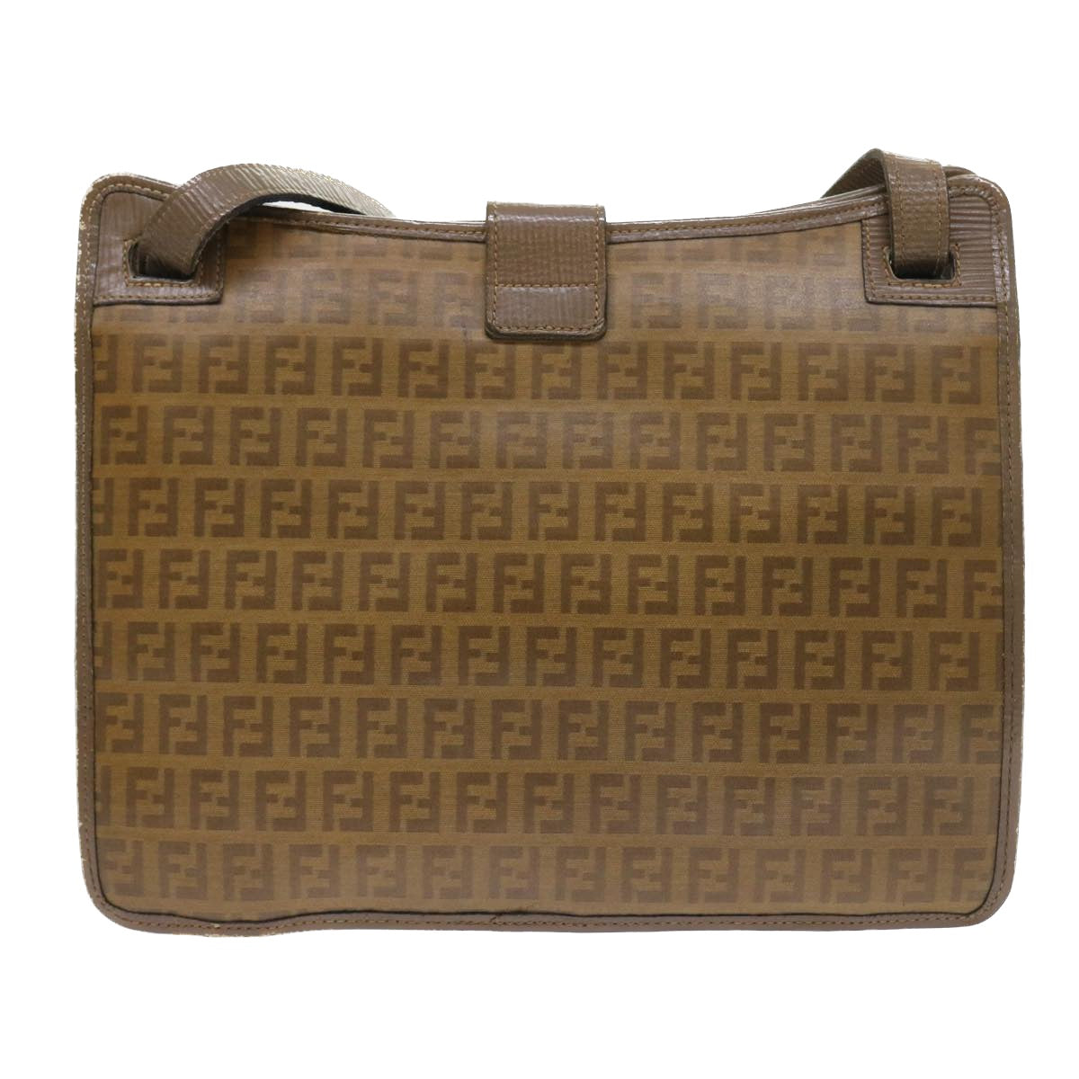 FENDI Zucchino Canvas Shoulder Bag Brown 56785