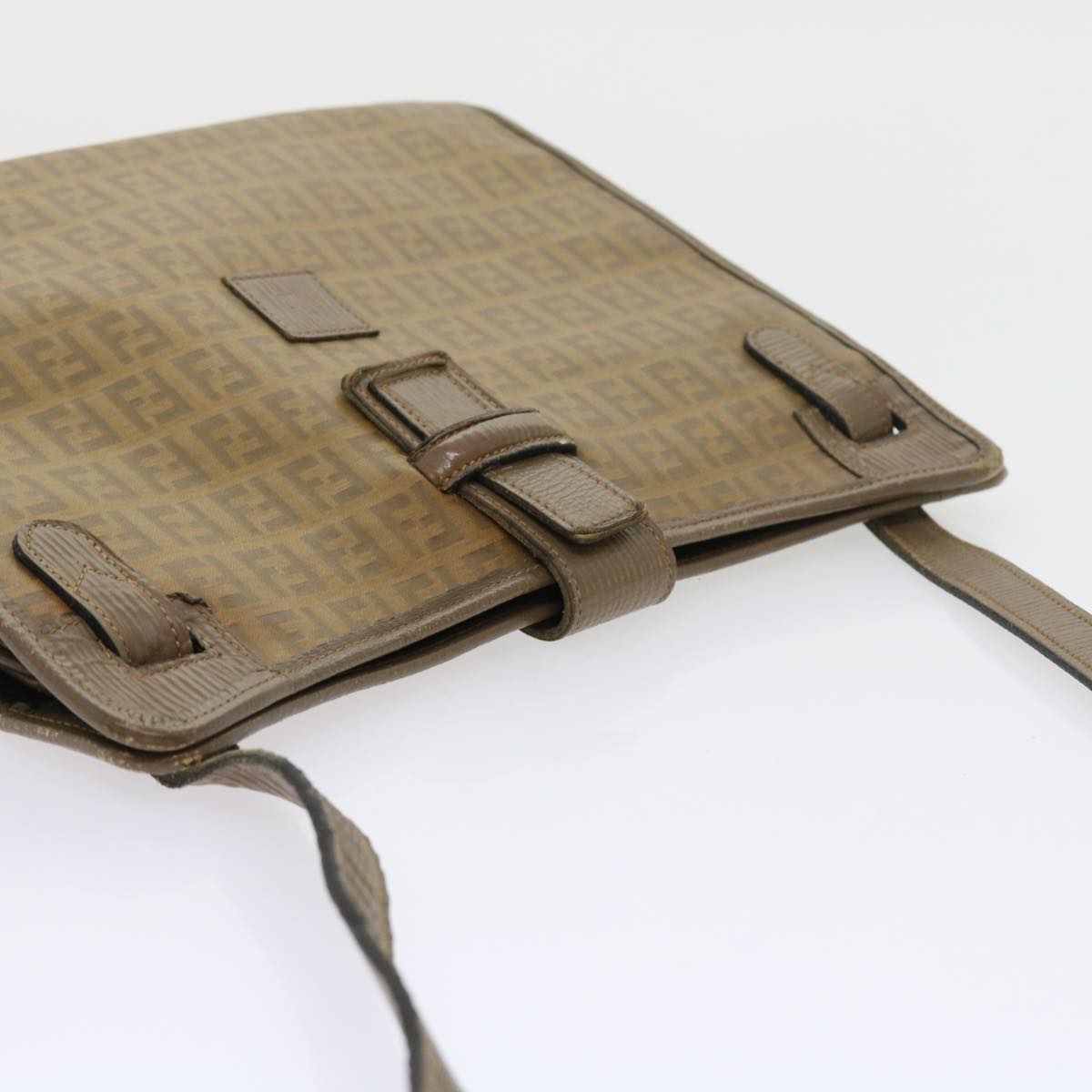 FENDI Zucchino Canvas Shoulder Bag Brown 56785
