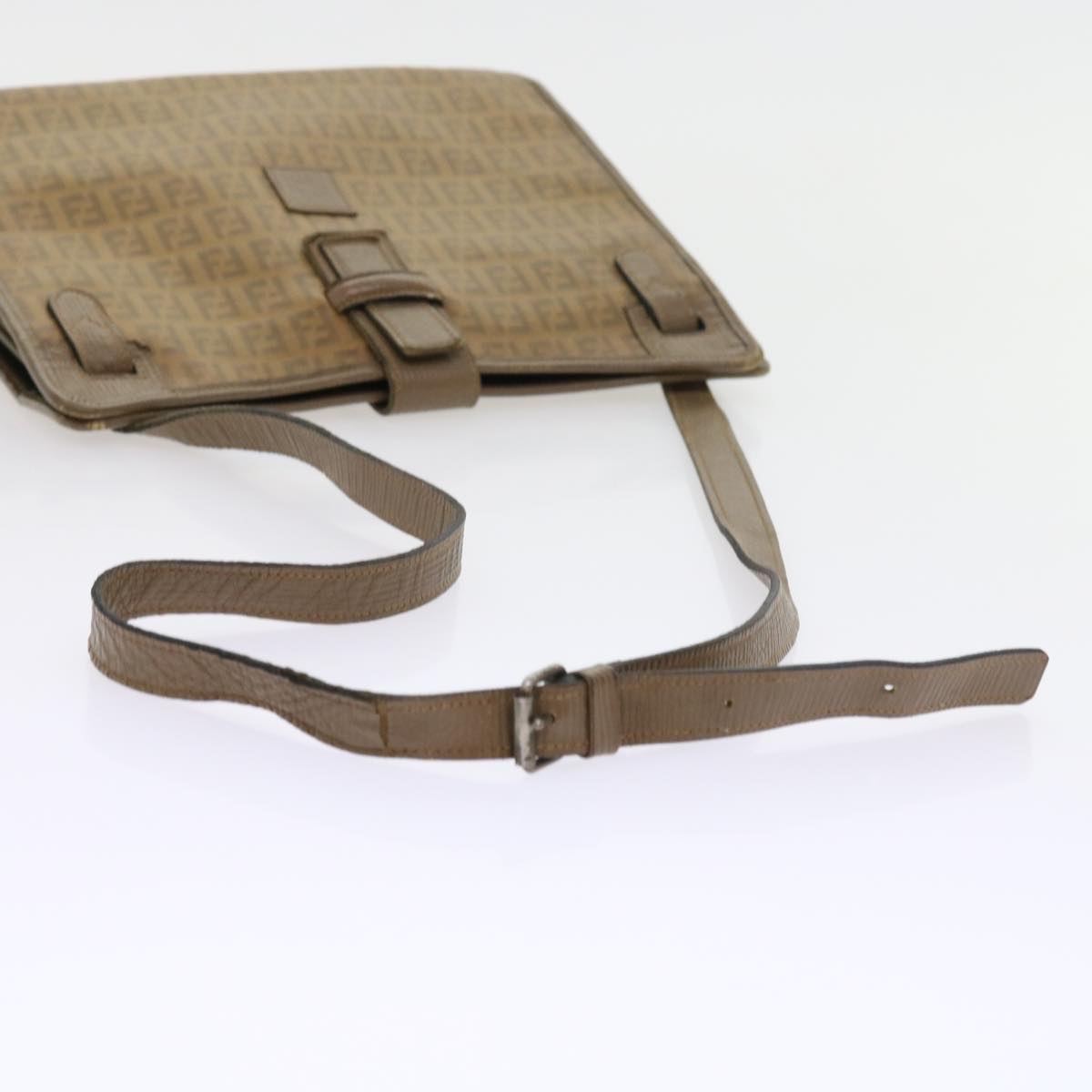 FENDI Zucchino Canvas Shoulder Bag Brown 56785