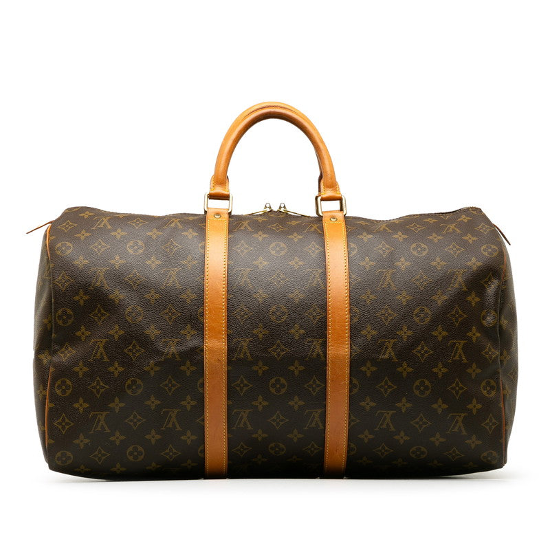 Louis Vuitton Monogram Keepall 50 Boston Bag Travel Bag M41426 Brown PVC Leather  Louis Vuitton