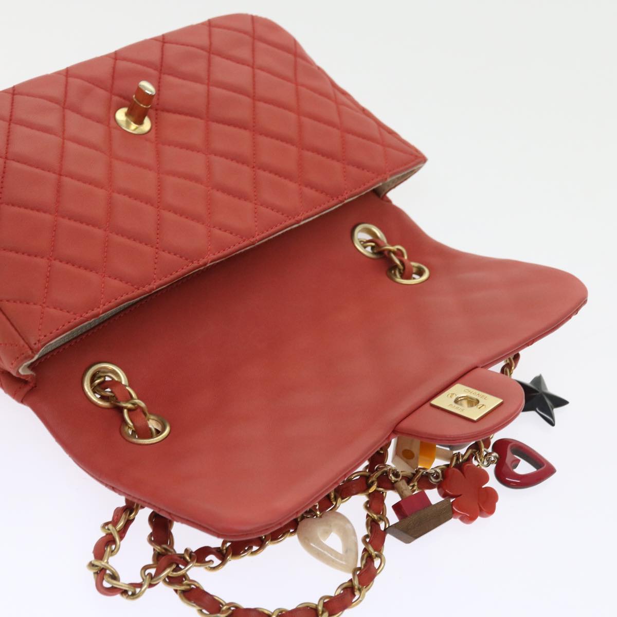 CHANEL Matelasse Chain Shoulder Bag Lamb Skin Valentine Only Pink CC 57072A