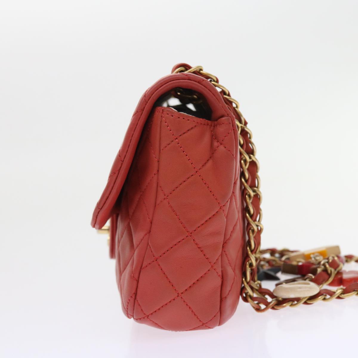 CHANEL Matelasse Chain Shoulder Bag Lamb Skin Valentine Only Pink CC 57072A