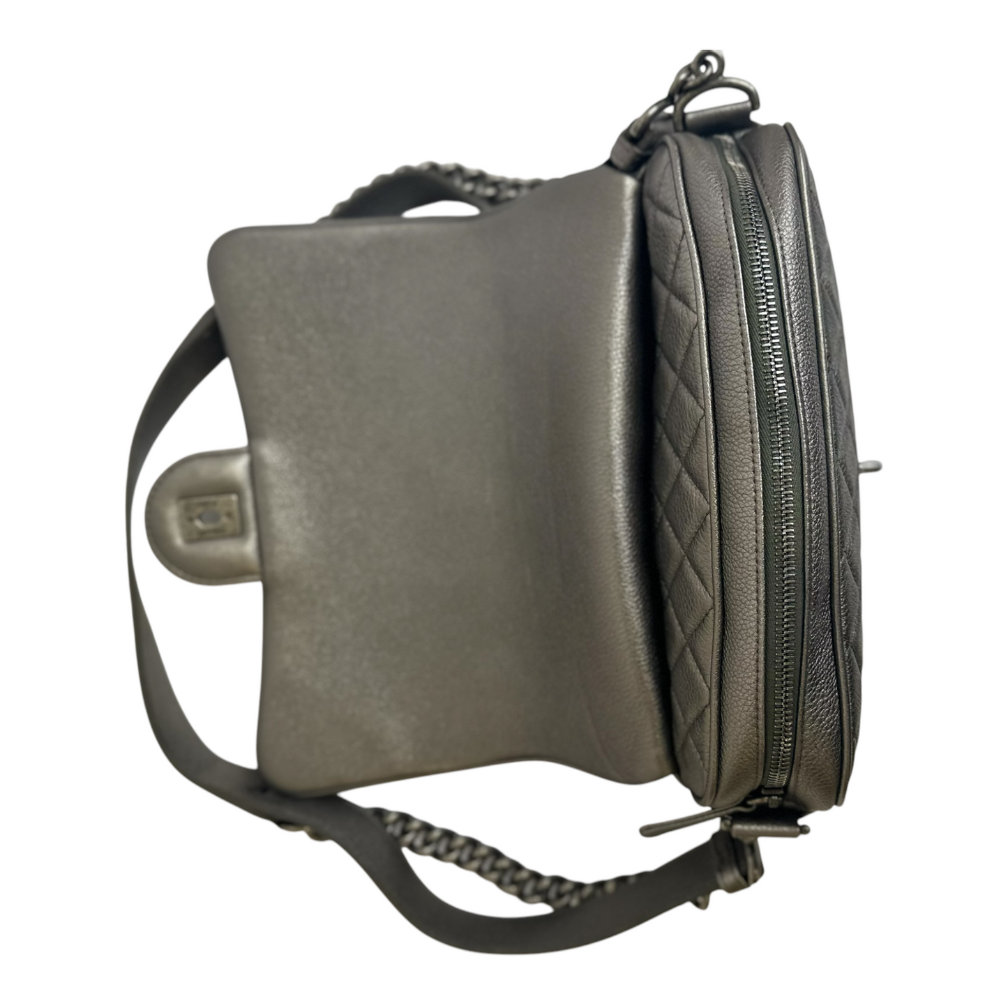 Chanel Metallic Calfskin Quilted Small Casual Rock Flap Silver