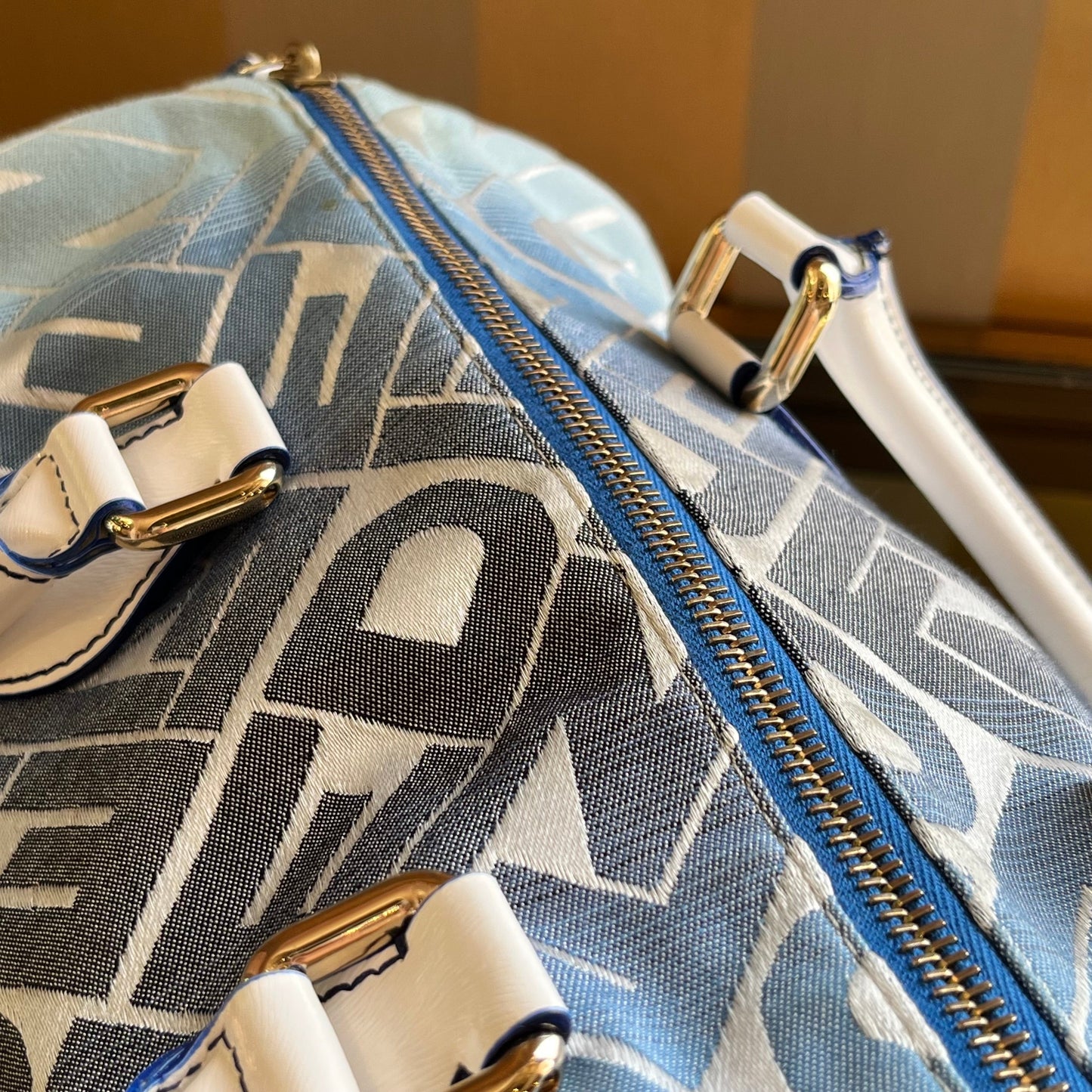 FENDI Bauletto Boston Ombre Canvas Satchel Bag