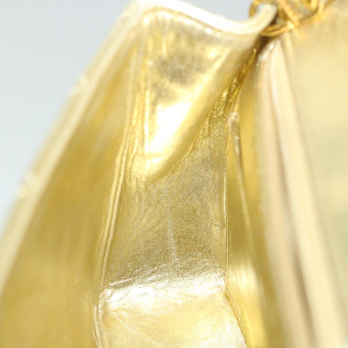 CHANEL Matelasse Chain Shoulder Bag Lamb Skin Gold CC 58346A