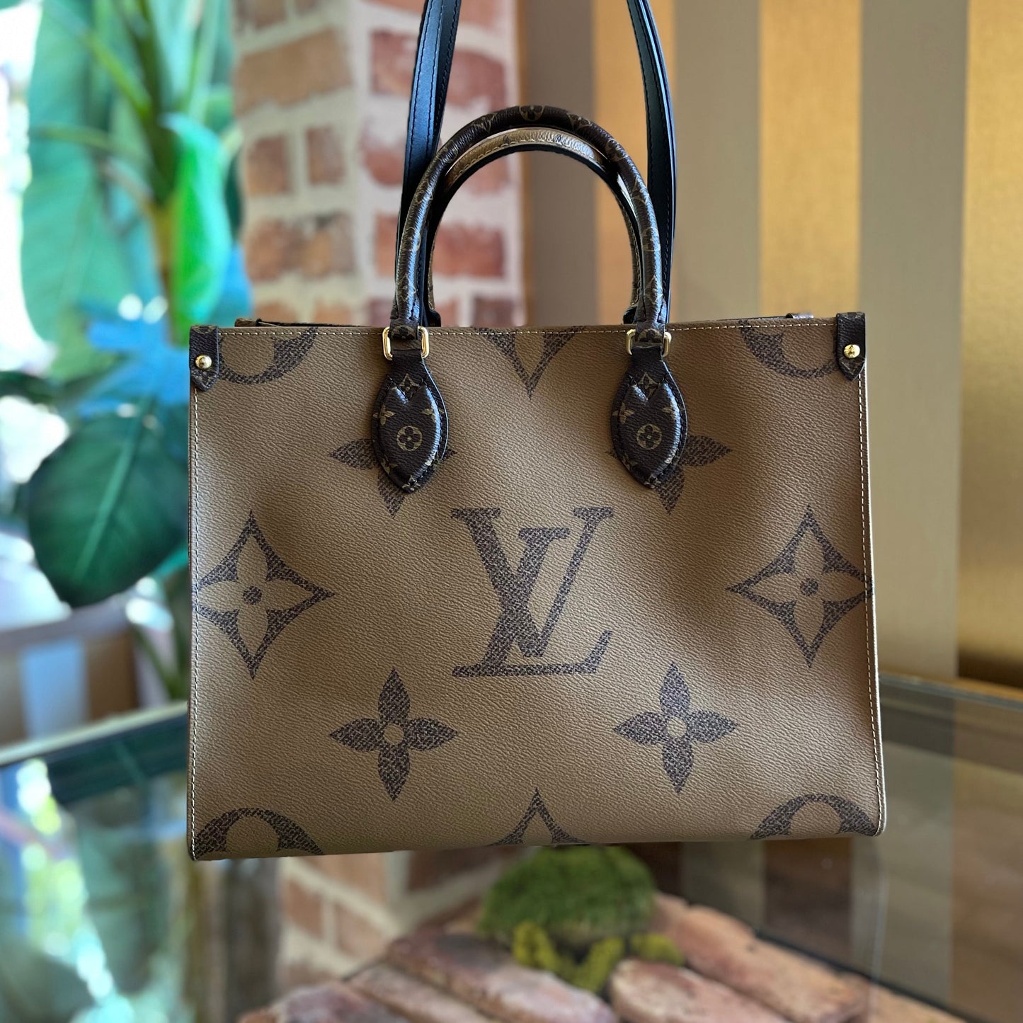 LOUIS VUITTON OnTheGo MM Monogram Reverse Giant Monogram Canvas Tote Bag