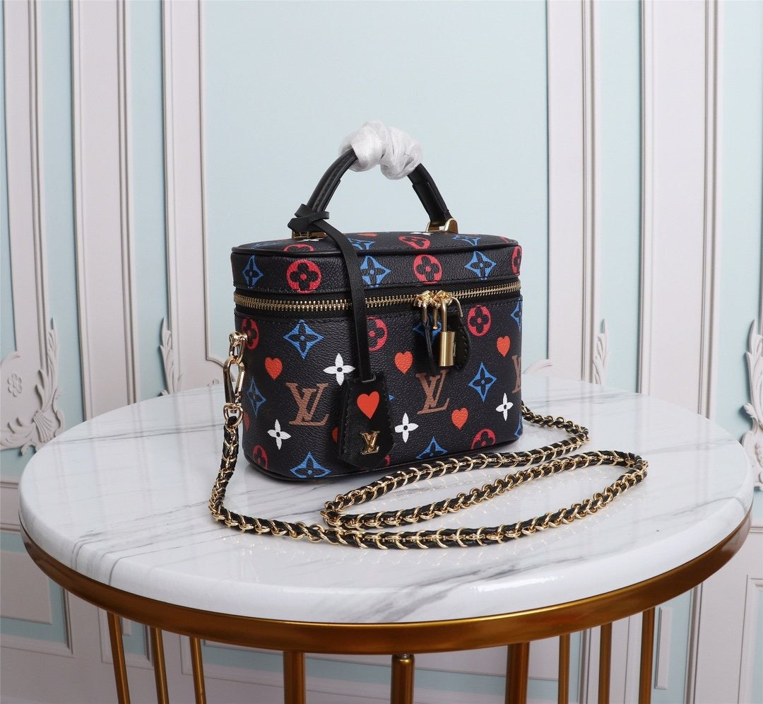 LV Vanity PM Bag Game On Monogram Canvas Black By Nicolas Ghesquiere For Women, WomenÃ¢â‚¬â„¢s Handbags, Shoulder And Crossbody 7.5in/19cm LV M57482