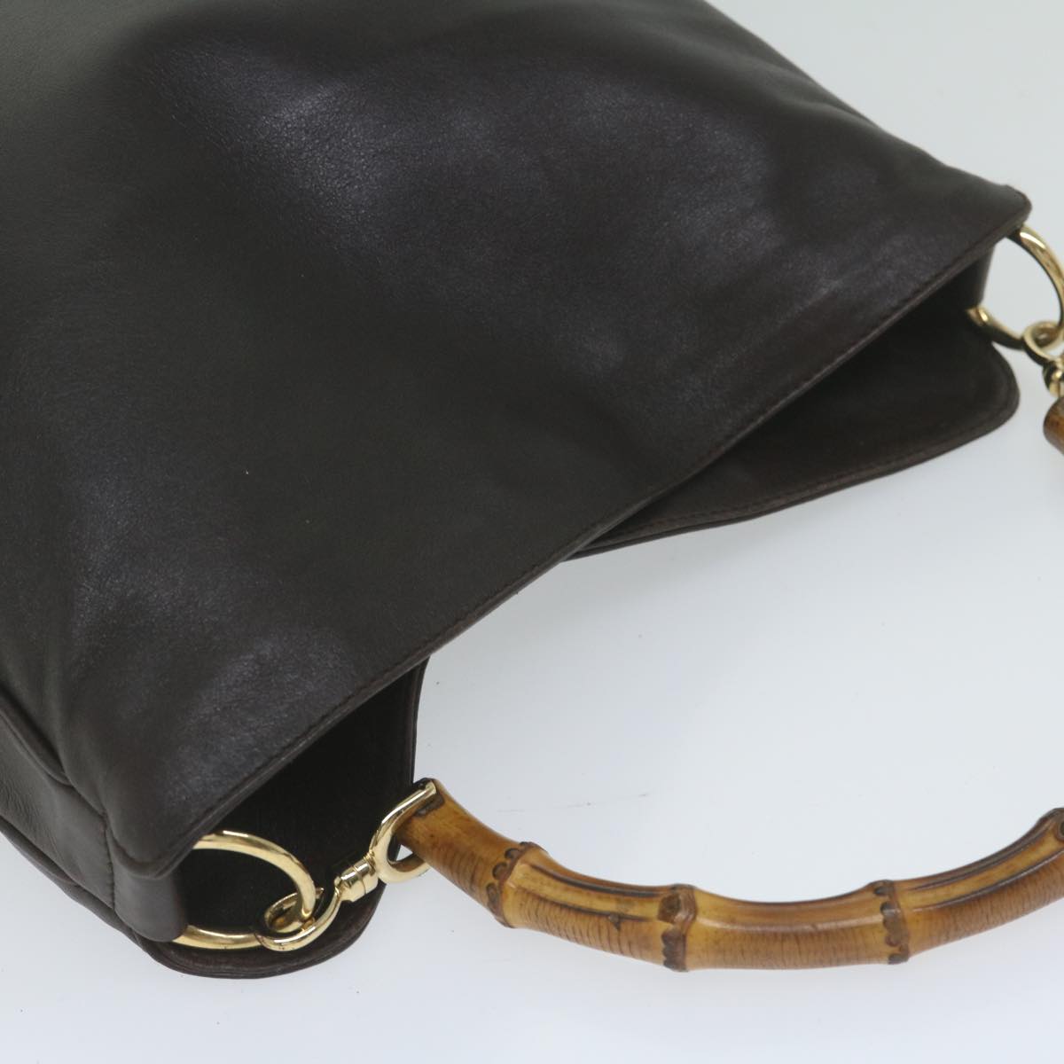 GUCCI Bamboo Shoulder Bag Leather 2way Brown 59744