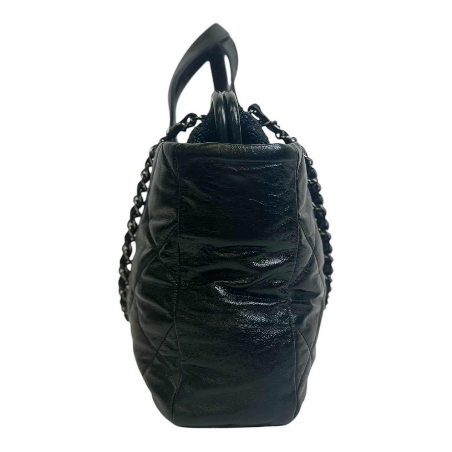 Chanel Portobello Quilted Glazed Calfskin Leather And Tweed Frame Shoulder Bag