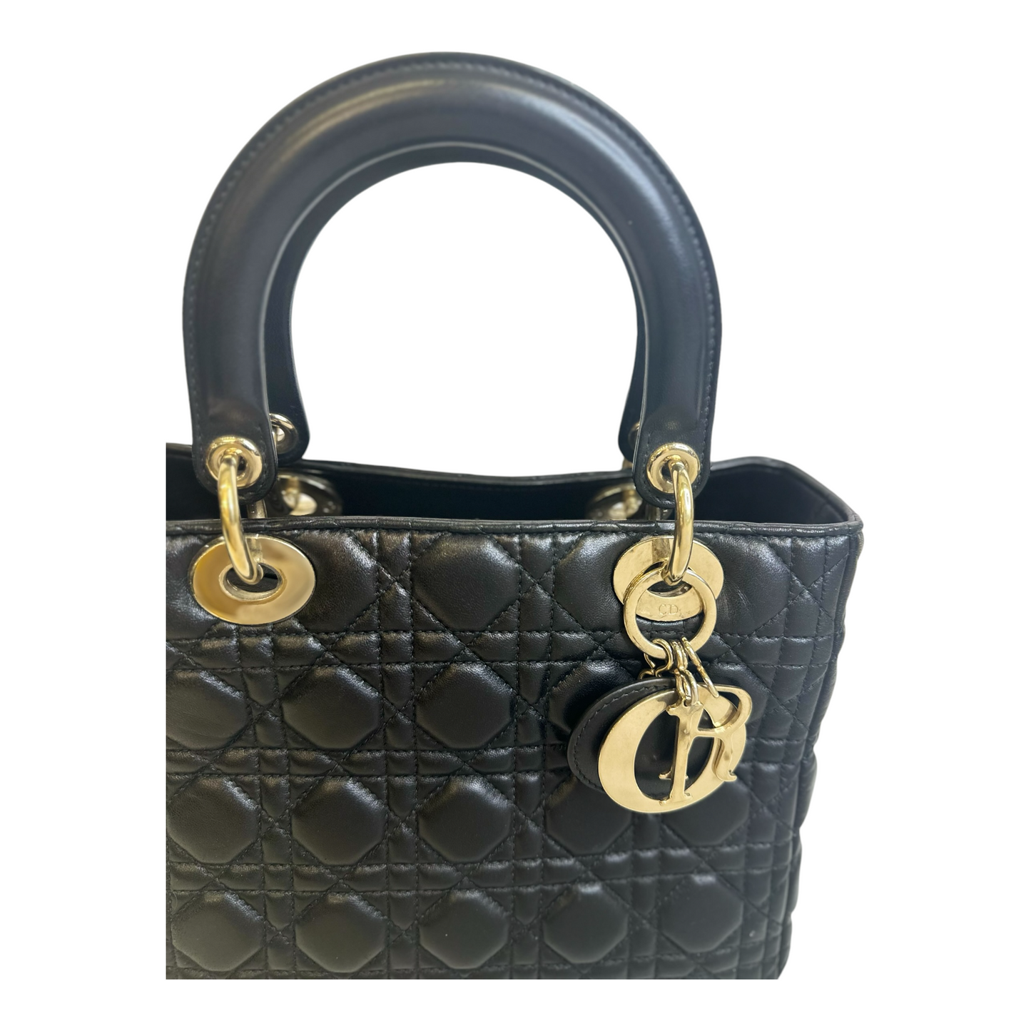 Christian Dior Lambskin Cannage Medium Lady Dior Black