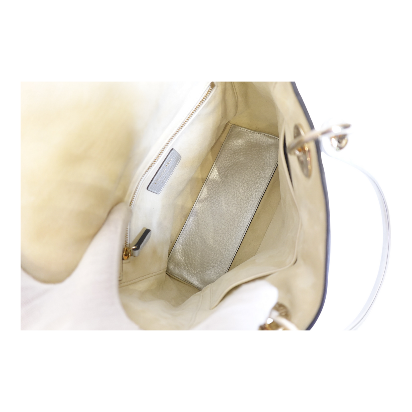 Christian Dior Metallic Grained Calfskin Cannage Mini Lady Dior