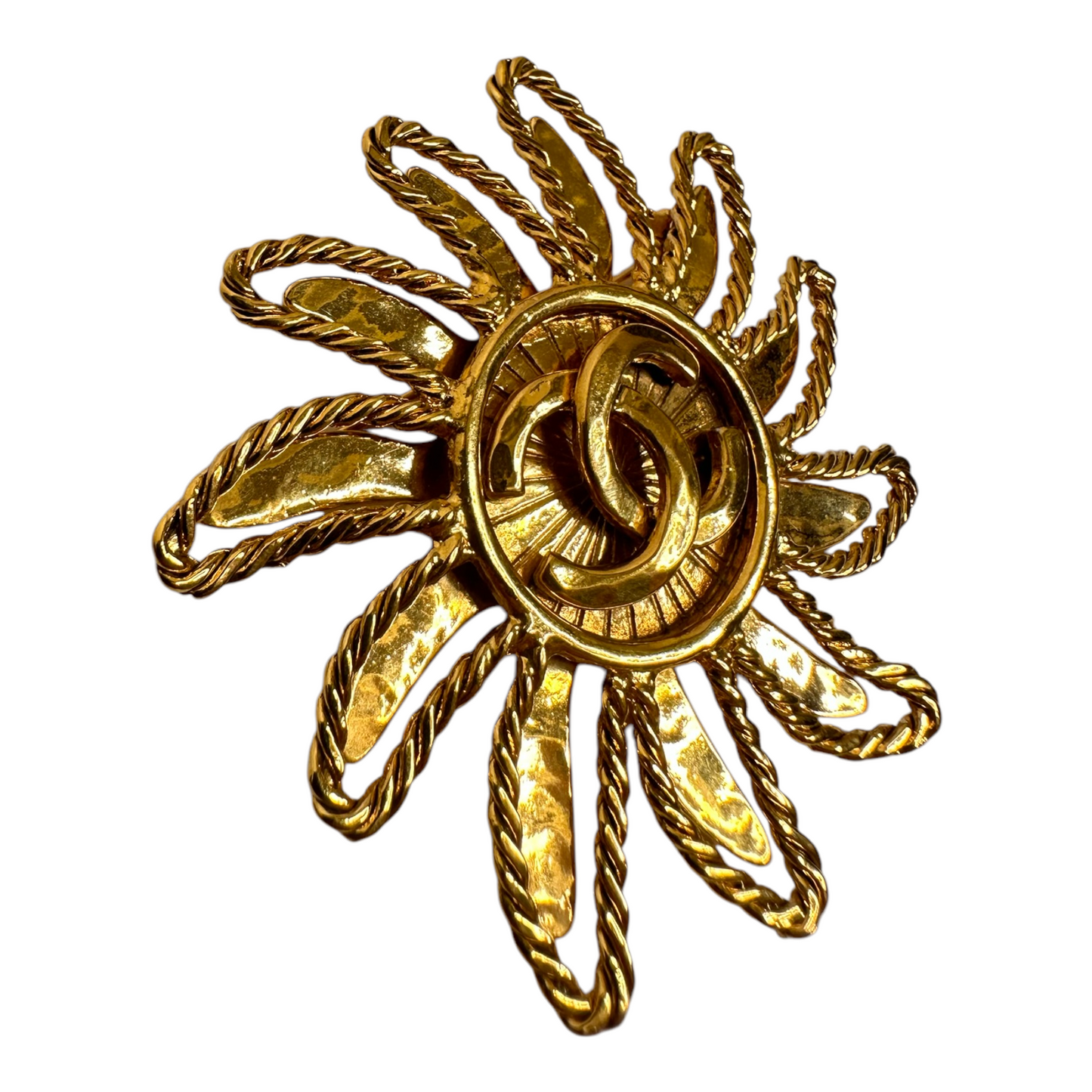 Chanel Gold Sunburst Brooch