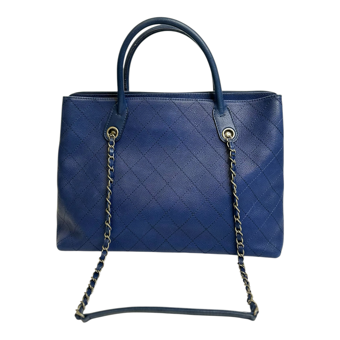 Chanel Grained Vegetal Calfskin Small Urban Shopping Tote Navy