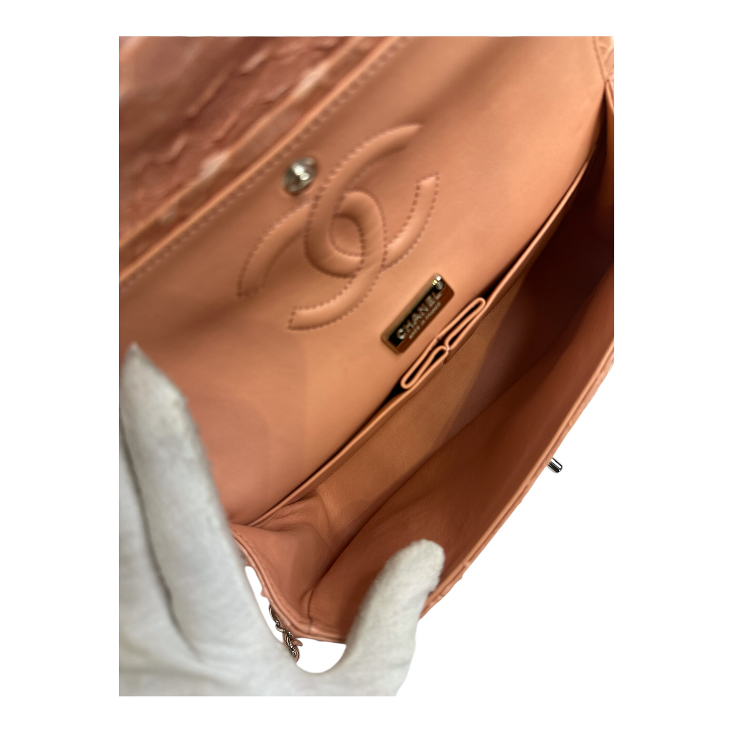 GLM-Pink Python Medium Double Flap Handbag
