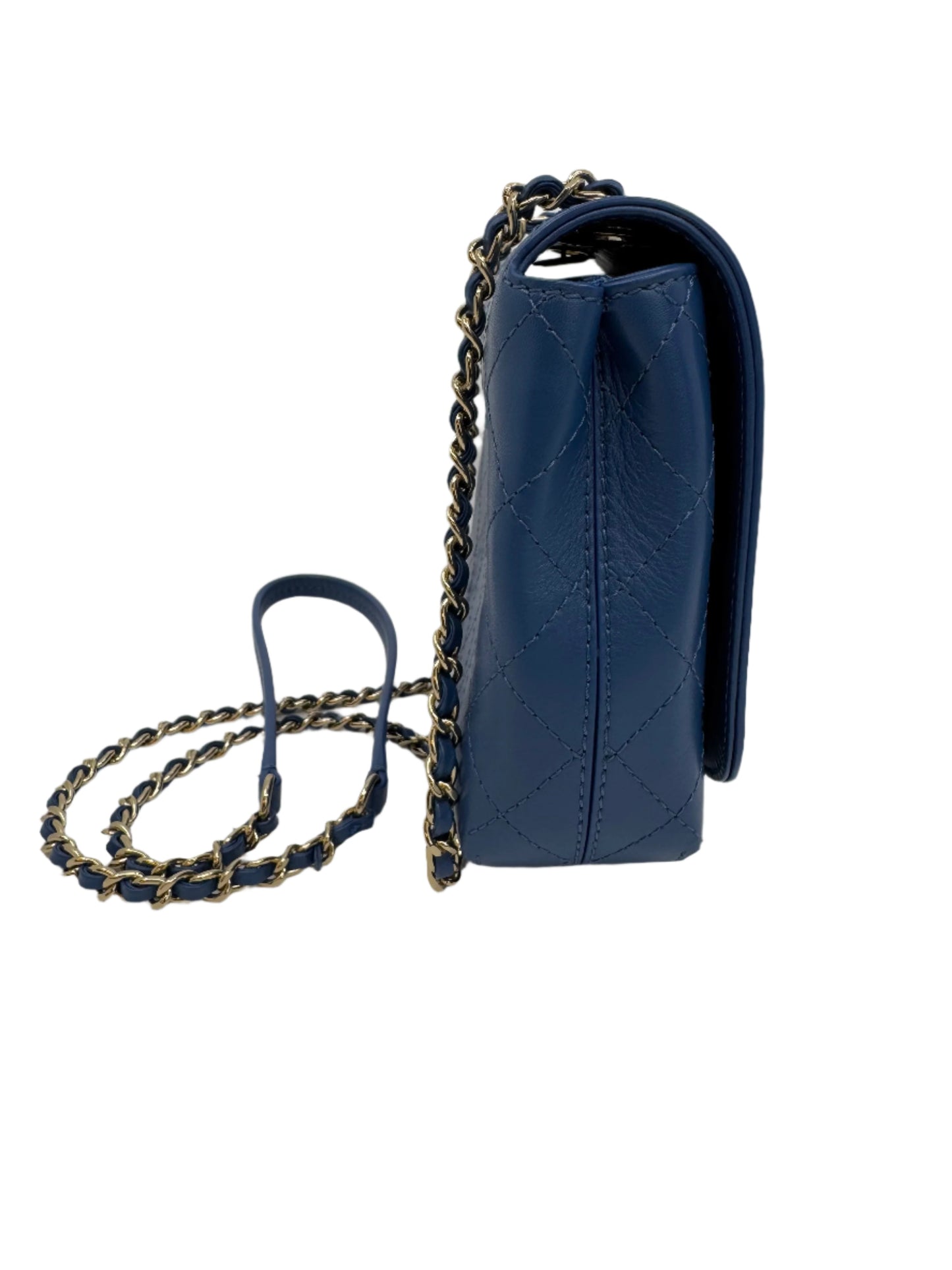 Chanel Blue Calfskin Small Covered CC Flap Bag