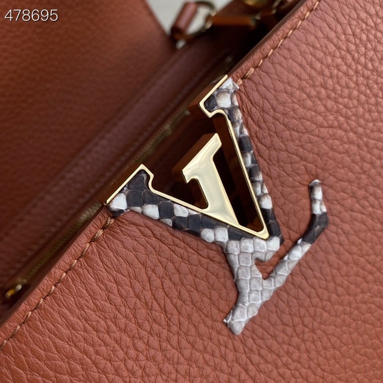 LV Capucines GLAMI Taurillon And Python Brown For Women,  Shoulder And Crossbody Bags 10.4in/27cm LV N97980