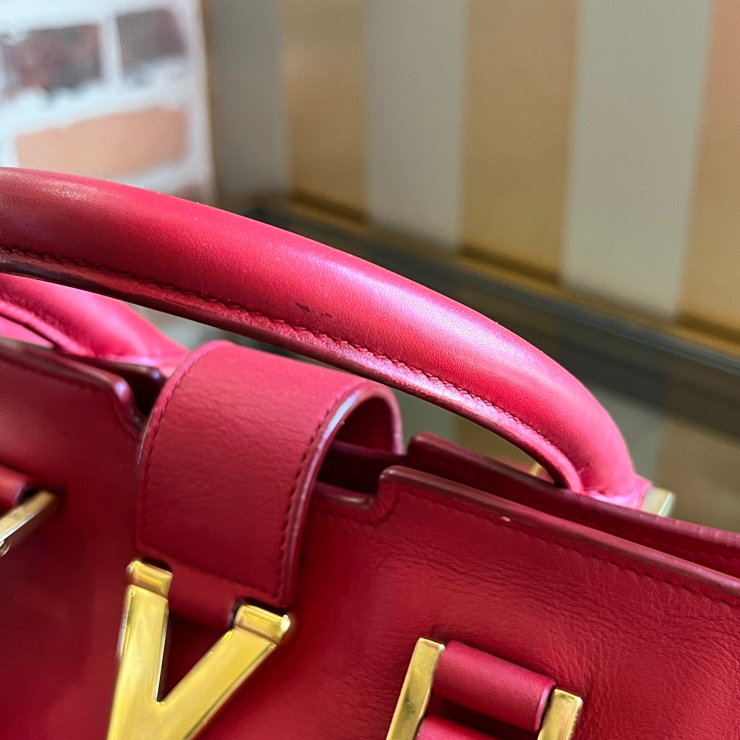 SAINT LAURENT Cabas ChYc Small Leather Two Way Tote