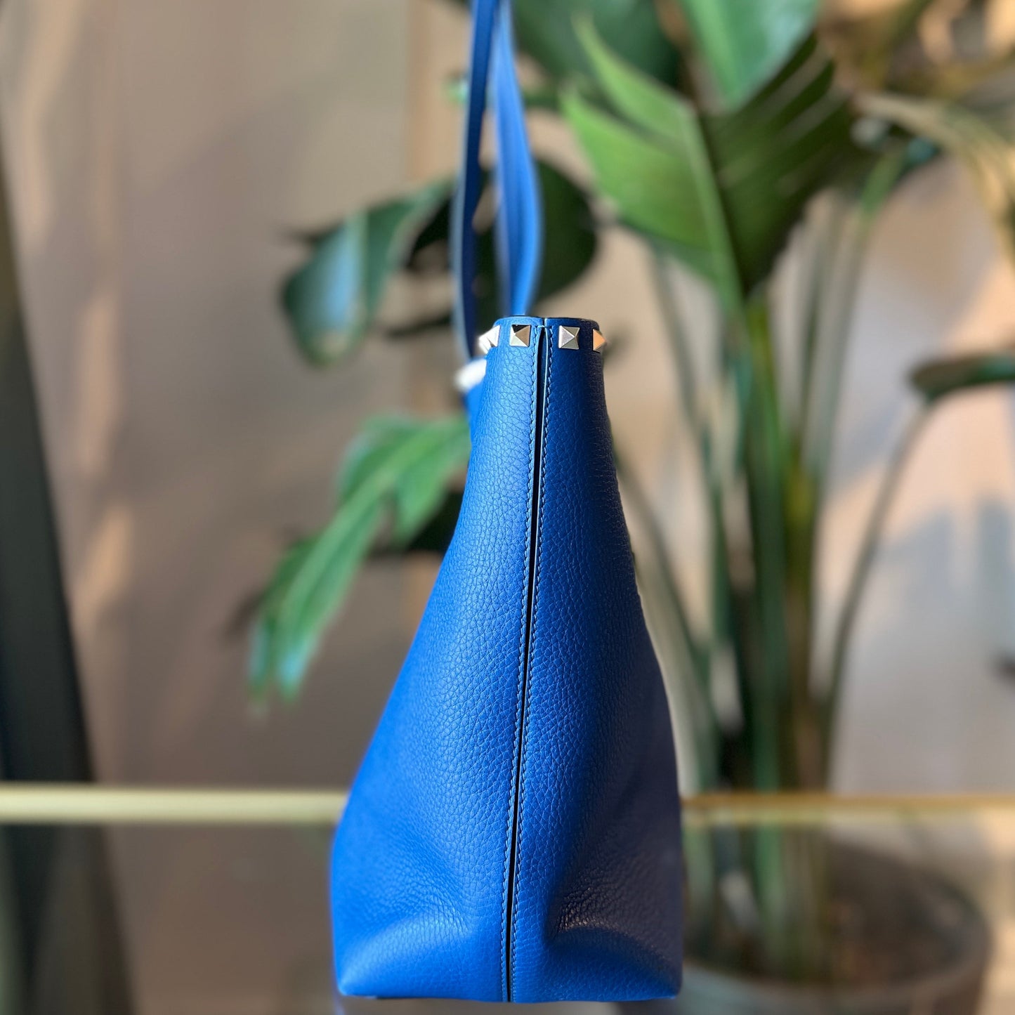 VALENTINO Cobalt Blue  Rockstud Shopping Tote Large