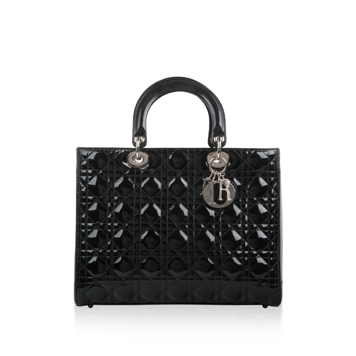 Christian Dior Lady Dior Black Patent Leather Large