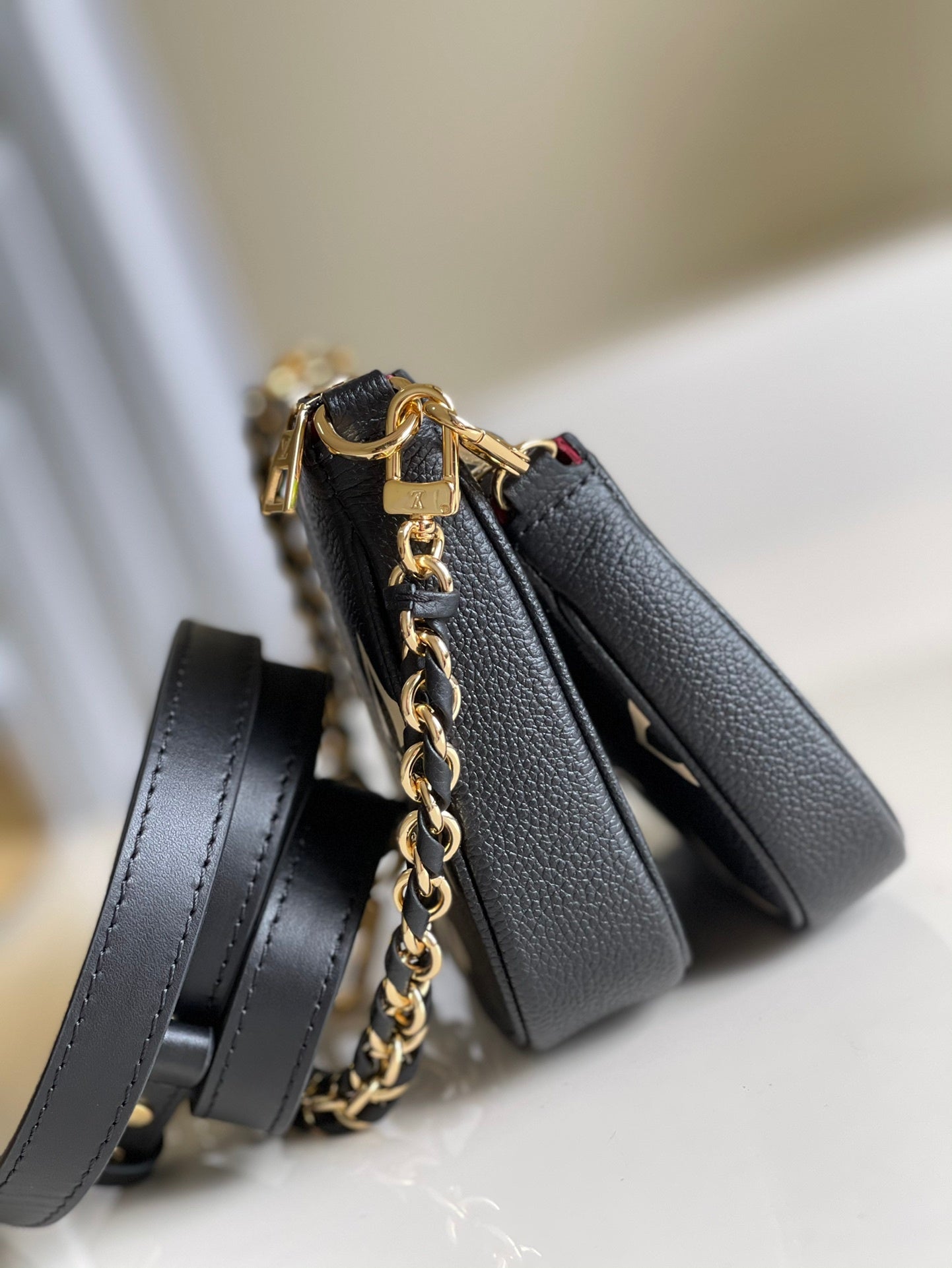 LV Multi Pochette AcGLAMIssoires Monogram Empreinte Black/Cream For Women, WomenÃ¢â‚¬â„¢s Handbags, Shoulder And Crossbody Bags 9.8in/25cm LV M45777