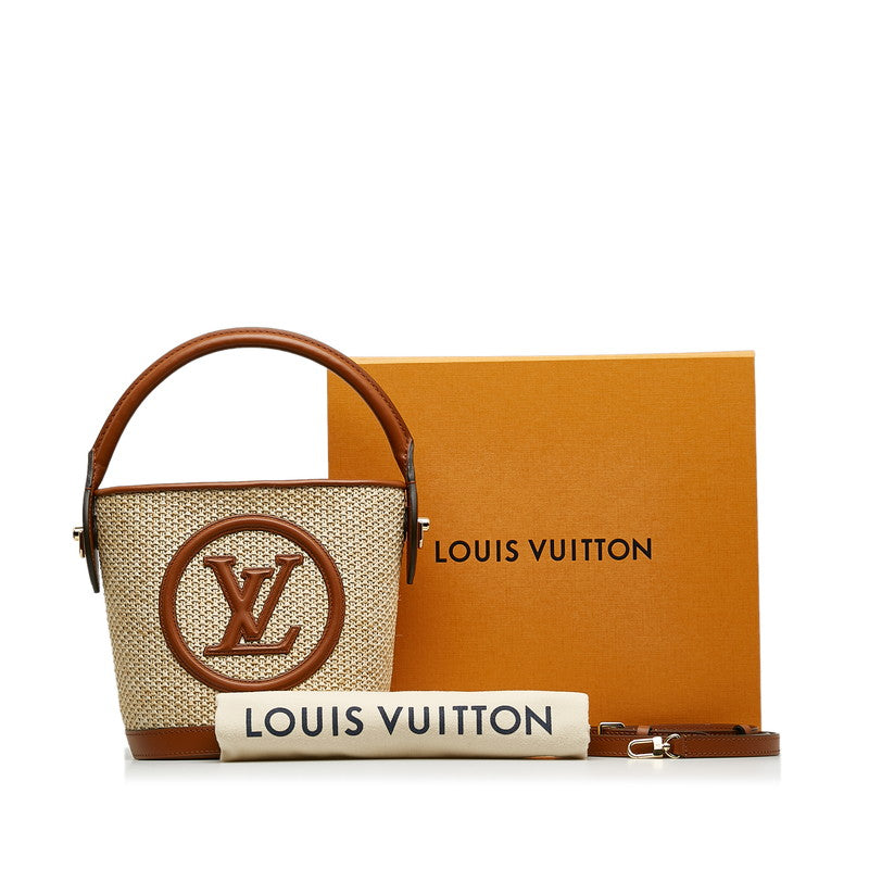 Louis Vuitton Bucket Handbag 2WAY M59962 Natural Brown Leather Raffia  Louis Vuitton