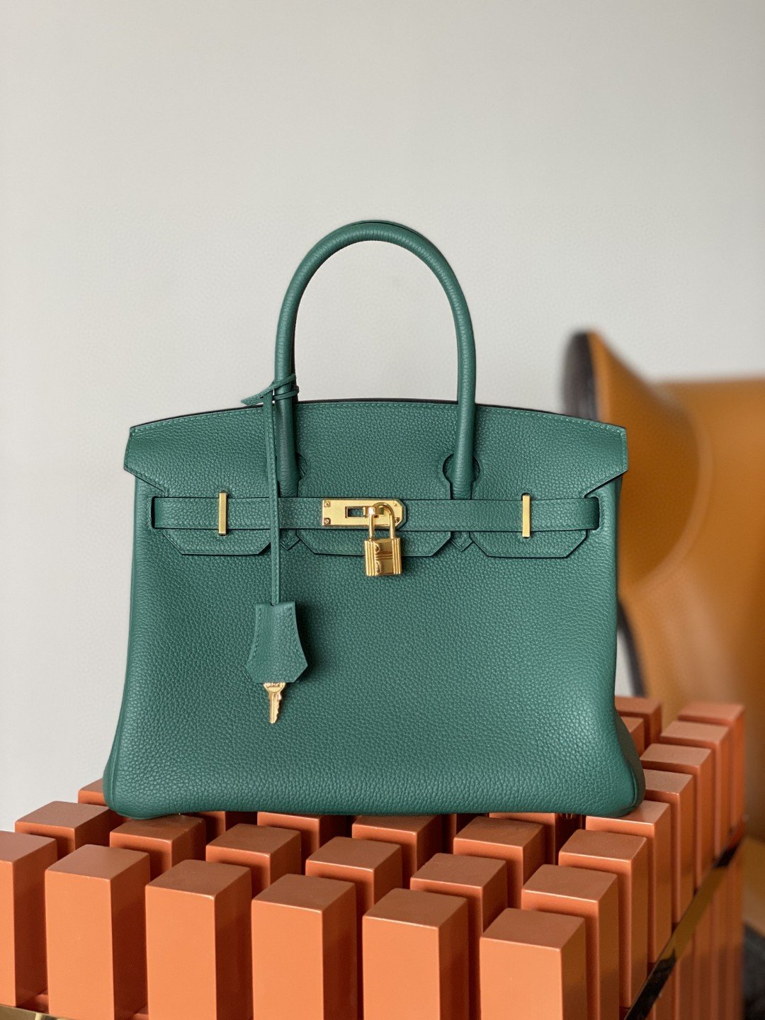 GLAMI Birkin Nata Swift Dark Green For Women Gold Toned Hardware 11.8in/30cm