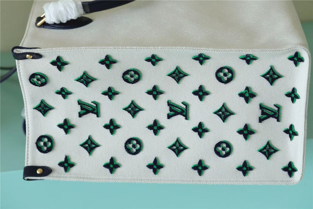 LV Onthego GM Monogram Giant And Raffia White/ Black For Women,  Shoulder And Crossbody Bags 41cm/16.1in LVÃ‚Â 