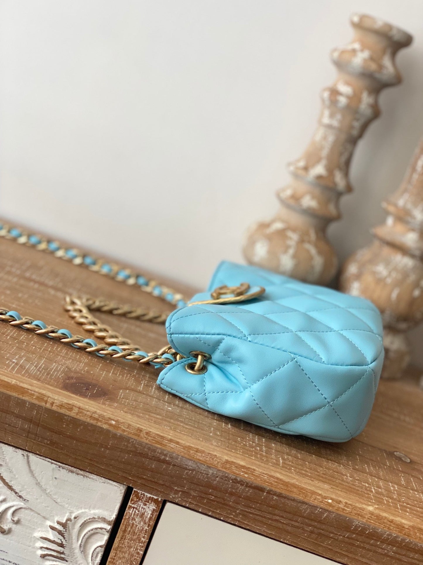 CHLSmall Hobo Bag Gold Hardware Blue For Women Handbags, Shoulder Bags 7.5in/19cm