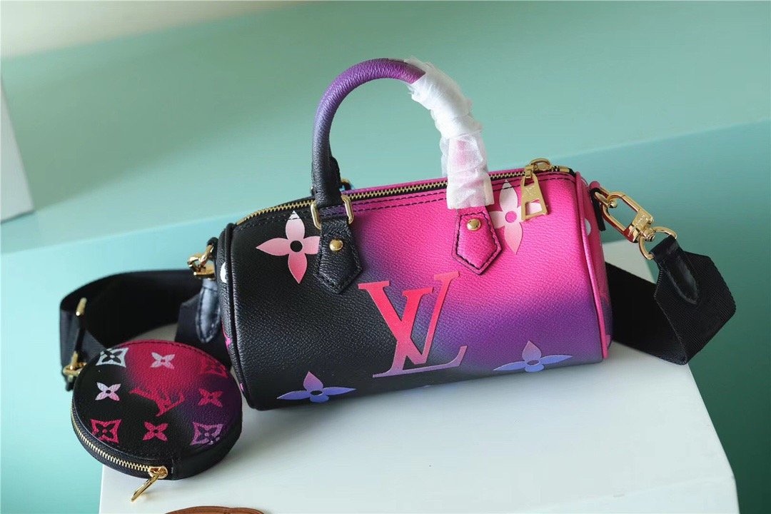 LV Papillon GLAMI Bag Classic Monogram For Women 20cm Midnight Fuchsia LV M59860