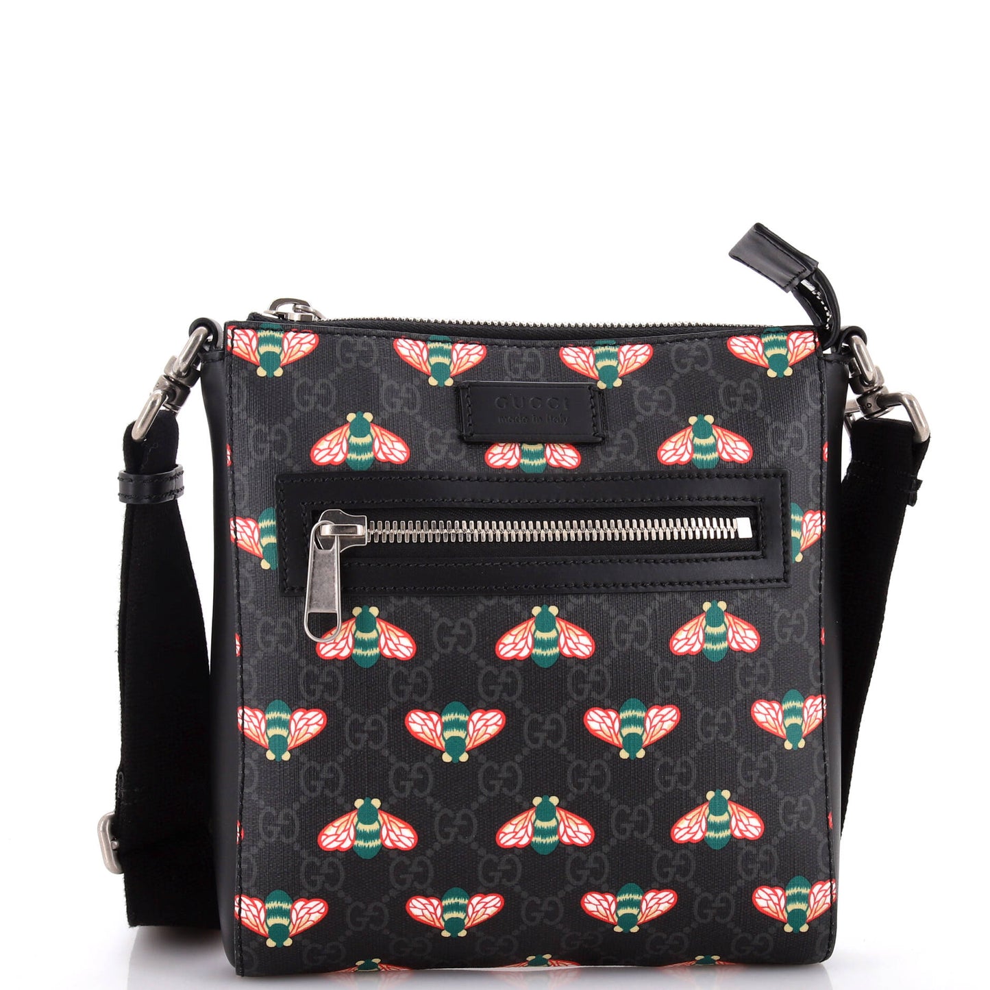 Front Zip Messenger Bestiary Bee Print GG Coated Canvas Small