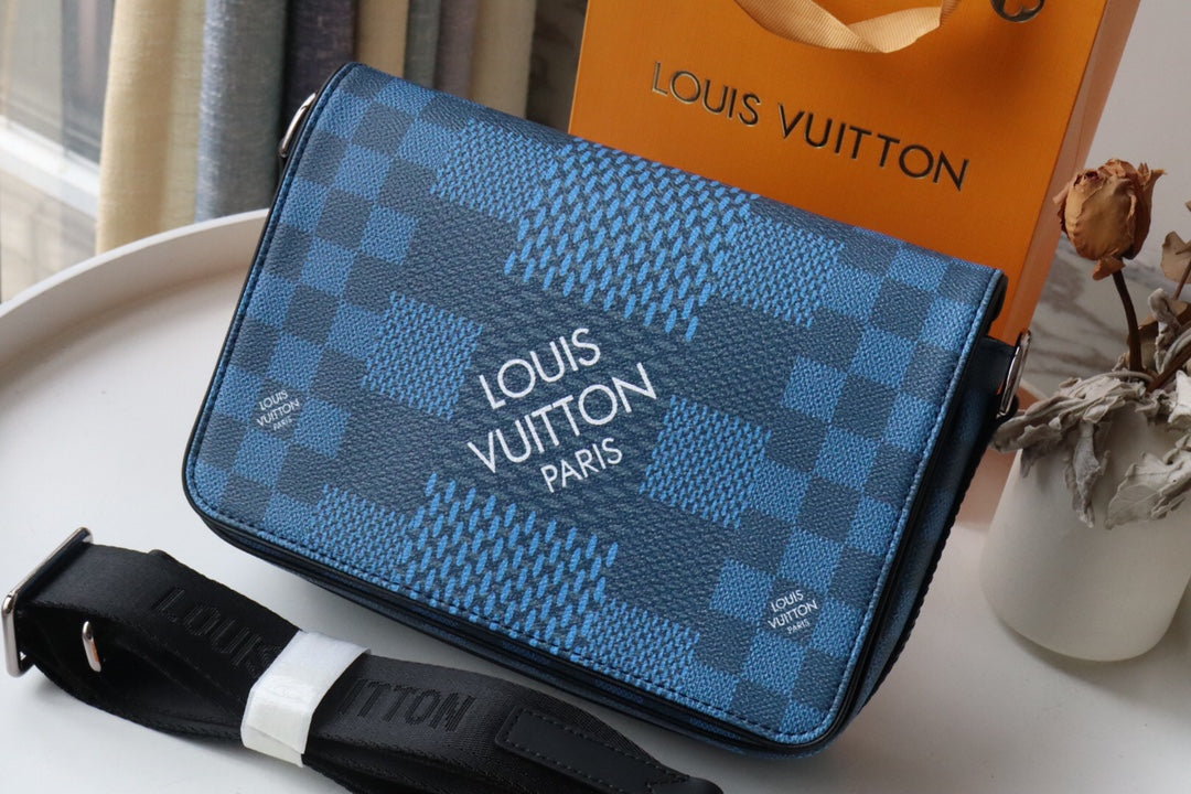 LV StuGLAMIo Messenger Damier Graphite Blue For Men, Bags, Shoulder And Crossbody Bags 9.3in/25.3cm LV N50026